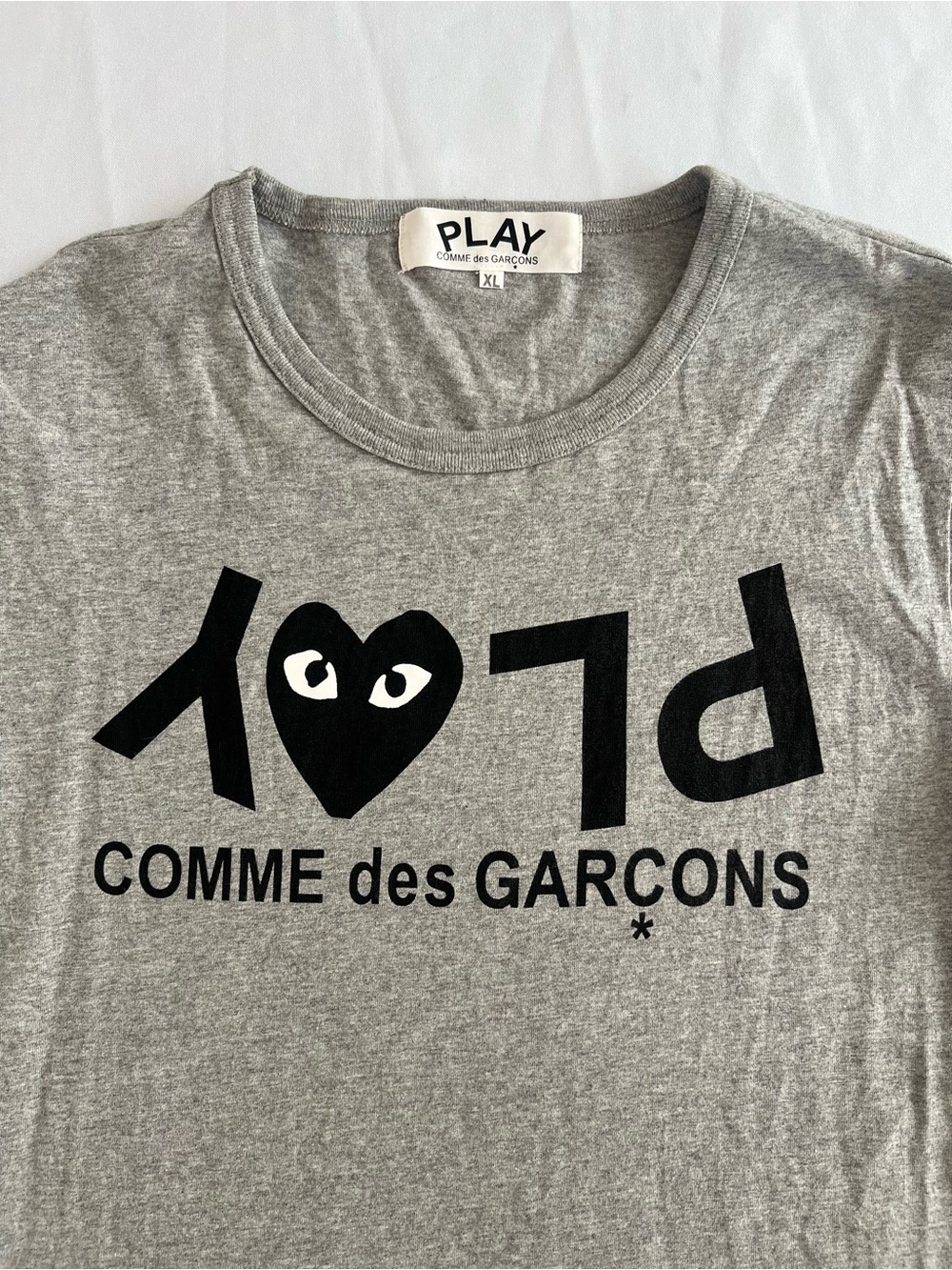 Comme des Garçons Play Grey Logo Tag Tee